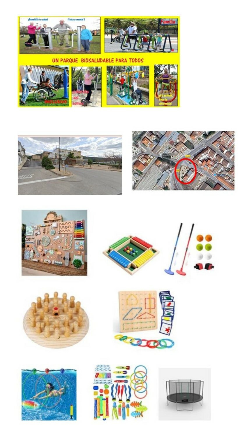 Ampliación de material lúdico y mejoras en parques( WC en la petanca y parque saludable en zona verde Av. Diputación- Alcalde Jose Sarrión)